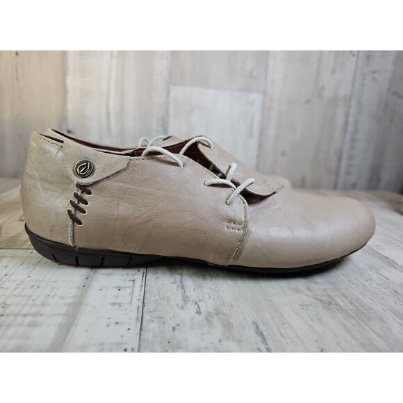 Sergio Tomani Tuka Leather Lace-Up Flats Tan Beige Shoes Size US Women’s 8.5 - Picture 4 of 11
